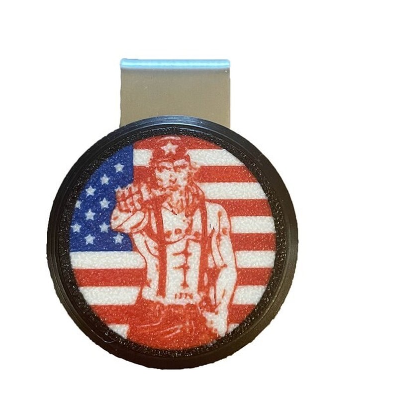 Uncle Sam printed on a magnetic chalk holder base